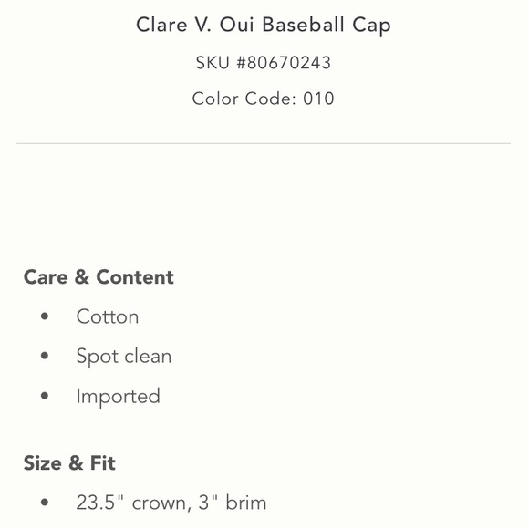 Clare V Oui Cap NWT - Picture 2 of 7
